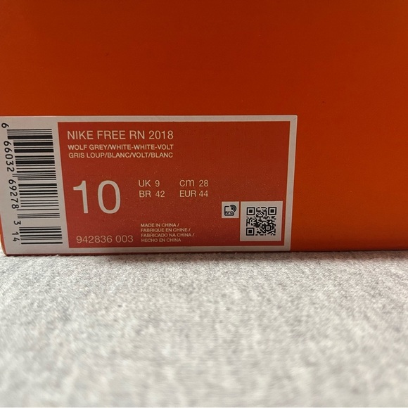 Nike Free RN 2018 Wolf Grey/White-Volt Athletic Men’s Shoe Size 10 942836-003​ - Picture 11 of 11